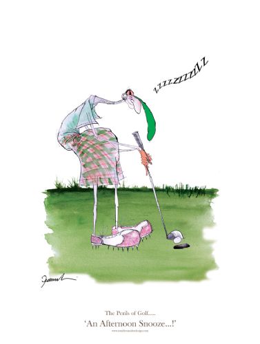 Snoooze by Tony Fernandes - golf cartoon signed print